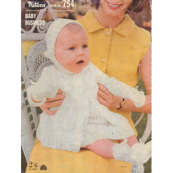 Vintage Coat Jacket Dress Knitting Pattern for Baby Patons 754 Baby Business (5).jpg
