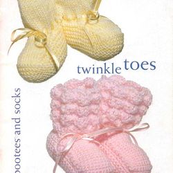 Vintage Baby Bootees Knitting and Crochet Pattern Patons C45 Twinkle Toes