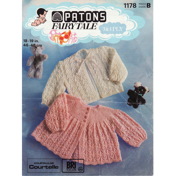 Vintage Coat Knitting Pattern for Baby Patons 1178 Candy Coating.jpg