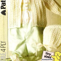 Vintage Jacket Knitting Pattern for Baby Patons 8353 Layette
