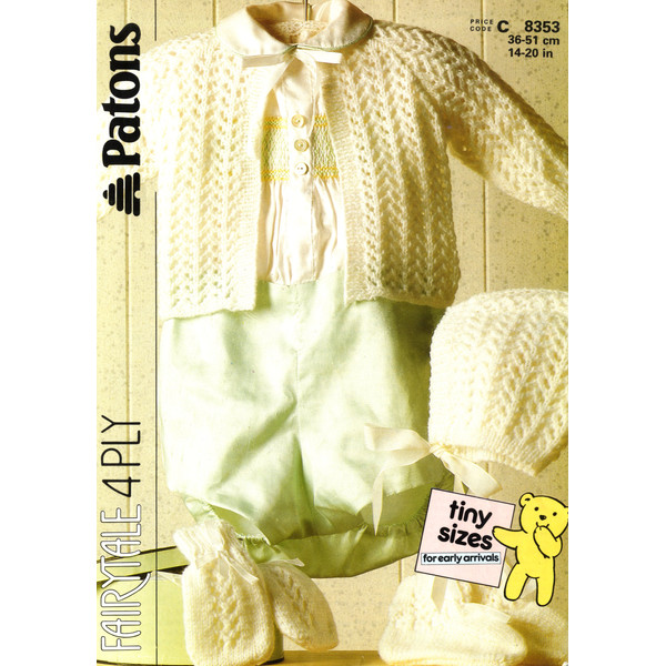 Vintage Jacket Knitting Pattern for Baby Patons 8353 Layette.jpg