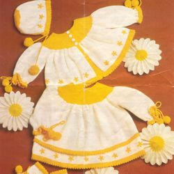Vintage Coat Dress Knitting Pattern for Baby Patons 1132 The Daisy Princess