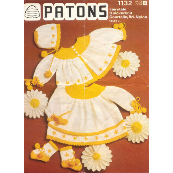 Vintage Coat Dress Knitting Pattern for Baby Patons 1132 The Daisy Princess.jpg