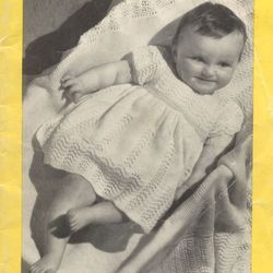 Vintage Coat Dress Knitting Pattern for Baby Patons R.23 Baby Book