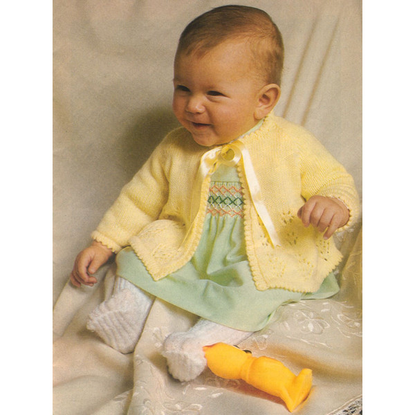 Vintage Coat Dress Knitting Pattern for Baby Patons 203 Nursery Time (4).jpg