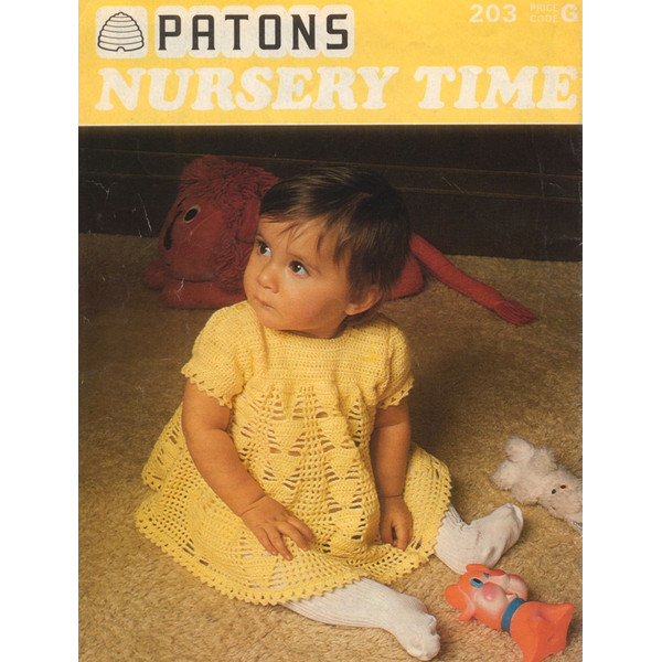 Vintage Coat Dress Knitting Pattern for Baby Patons 203 Nursery Time (10).jpg