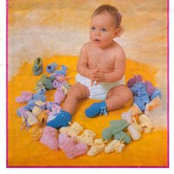 Vintage Baby Bootees Knitting and Crochet Pattern Patons C24 20 Bootee Beauties