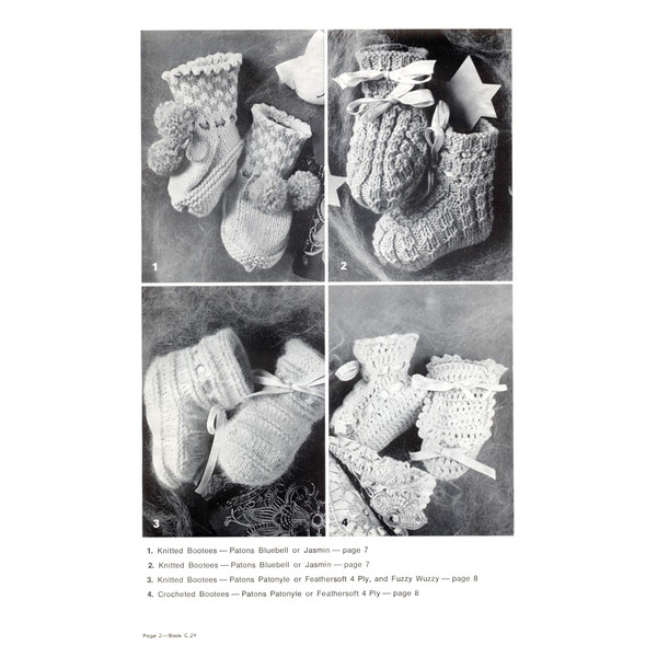 Vintage Baby Bootees Knitting and Crochet Pattern Patons C24 20 Bootee Beauties (2).jpg