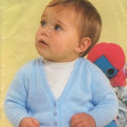 Vintage Knitting Pattern for Baby Cardigans Patons 474 Baby Classics