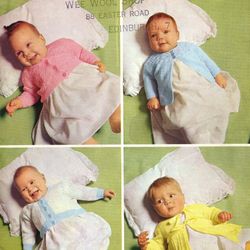 Vintage Coat Knitting Pattern for Baby Patons SC136 Contented Quartet