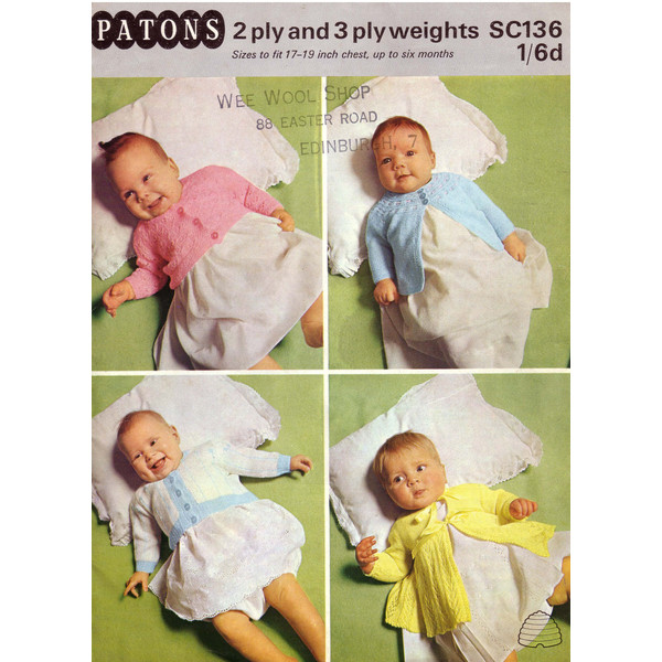 Vintage Coat Knitting Pattern for Baby Patons SC136 Contented Quartet.jpg