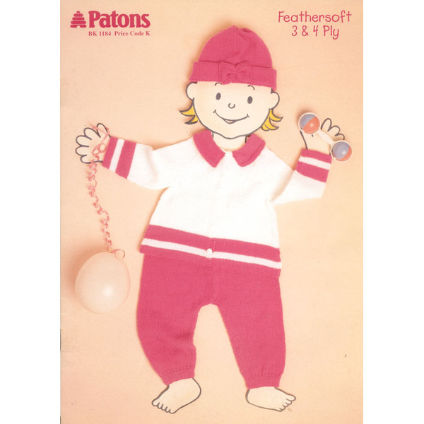 Vintage Cardigans Pants Hat for Baby Knitting Pattern Patons 1184 Feathersoft.jpg
