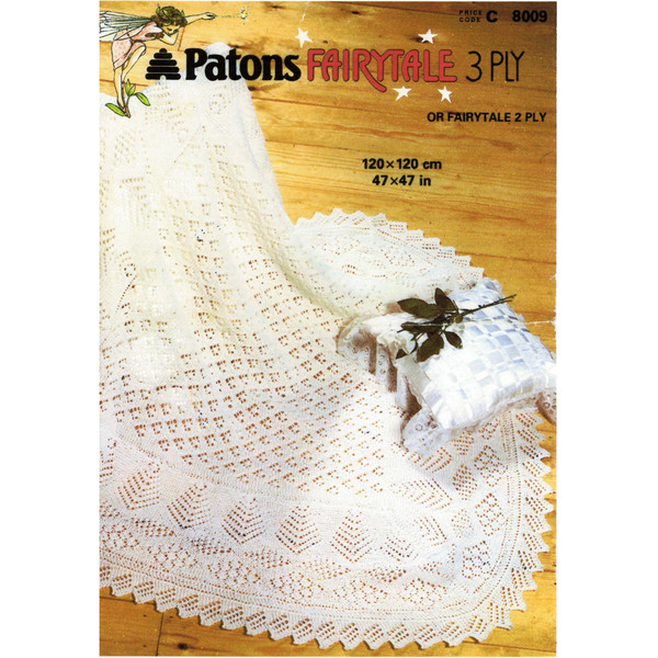 Vintage Shawl Knitting Pattern for Baby Patons 8009 Shawl.jpg