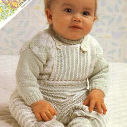 Vintage Sweater Dungarees Etc Knitting Pattern for Baby Patons 7956 Baby Set