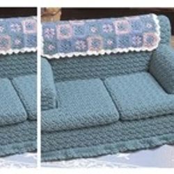 Crochet Pattern Sofa for Cat Little Dog Dolls 3 Designs Digital Download PDF