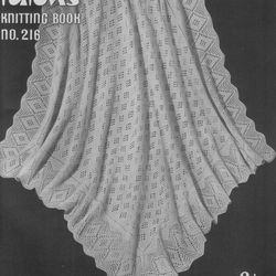 Vintage Shawl and Cot Covers Knitting Pattern for Baby Patons 216 Shawls and Cot Covers