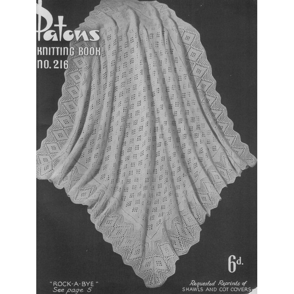 Vintage Shawl and Cot Covers Knitting Pattern for Baby Patons 216 Shawls and Cot Covers.jpg