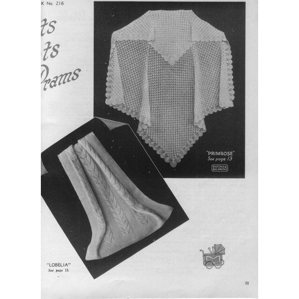 Vintage Shawl and Cot Covers Knitting Pattern for Baby Patons 216 Shawls and Cot Covers (3).jpg