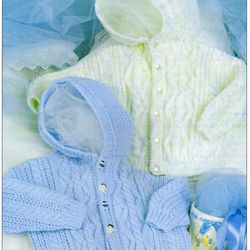 Vintage Jacket Knitting Pattern for Baby Patons 4503 Hooded Jacket
