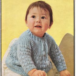 Vintage Cardigan Dress Cot Cover Knitting Pattern for Baby Patons 951 Good Morning World