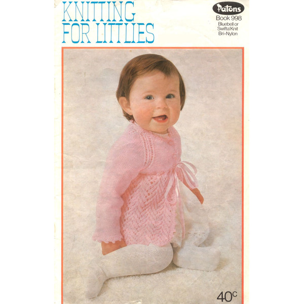 Vintage Jacket Jumper Knitting Pattern for Baby Patons 998 Knitting for Littlies.jpg