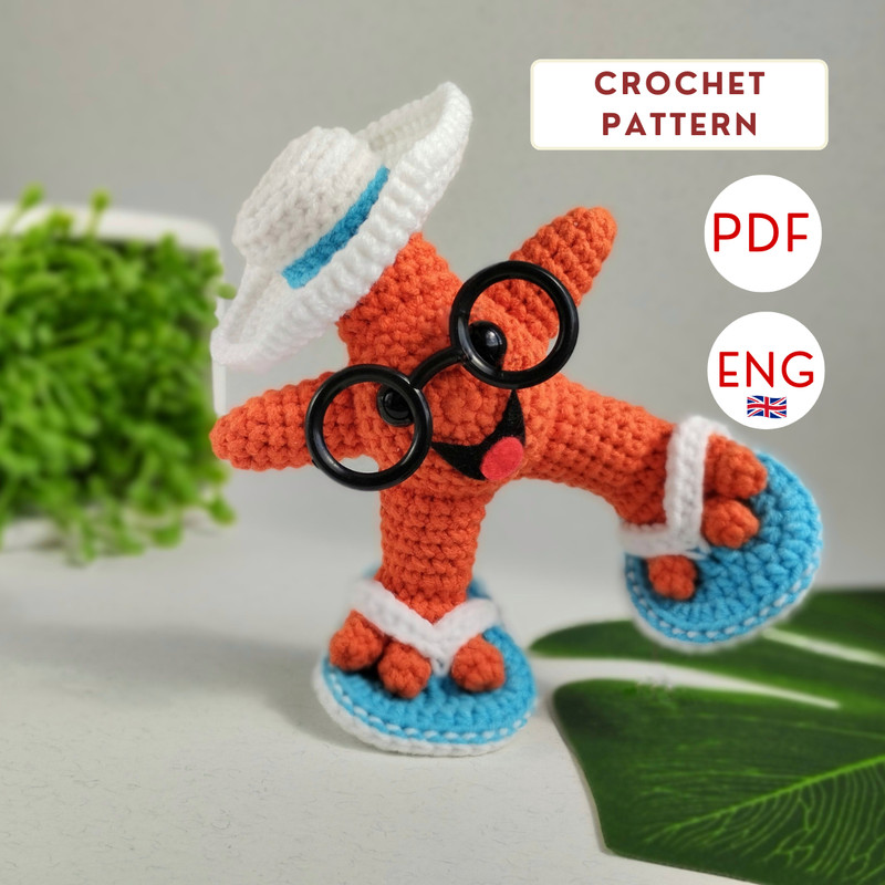 Starfish Crochet Pattern Easy NoSew PDF 0
