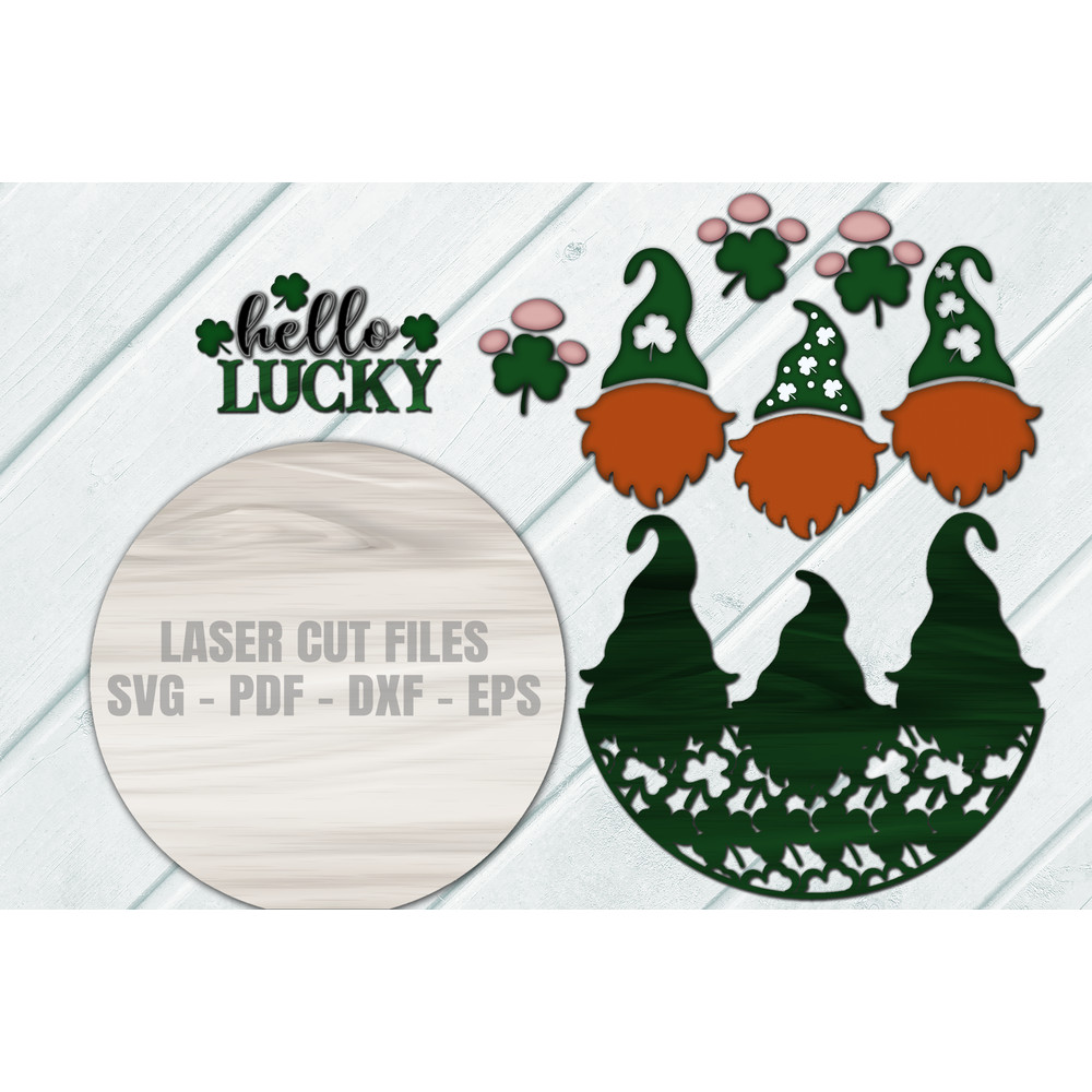 Shamrock Sign SVG - Gnome Door Hanger SVG - Laser Cut Files - Shamrock SVG Gnome SVG - St Patricks Day SVG - Shamrock Door Sign SVG - Glowforge Files
