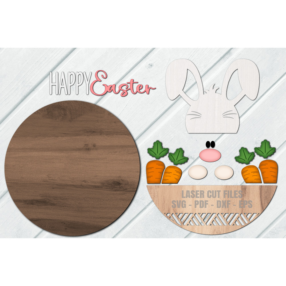 Easter Door Hanger SVG - Easter Bunny Door Sign SVG - Laser Cut Files - Welcome Sign SVG - Carrot Patch SVG - Glowforge Files
