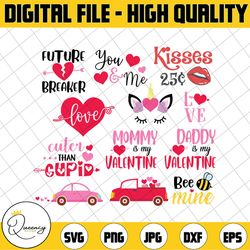 valentine's day svg bundle (12 designs) - svg dxf eps png - cutting file, cut file - commercial use, instant download