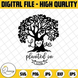 tree planted in wedding anniversary svg file for cutting machines like silhouette cameo and cricut, commercial use digit