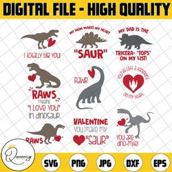 dinosaur valentine - valentines day svg and cut files for crafters, svg bundle