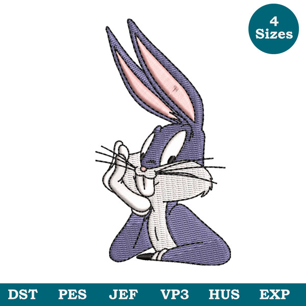 Bug Bunny Machine Embroidery Embroidery Design, Cartoon Embroidery Files,  Kids Embroidery - DST, PES, JEF image 1.jpg