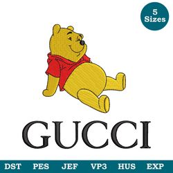 Gucci Pooh Embroidery Design File, Gucci Pooh Anime Embroidery Design, Pooh Machine Embroidery Design Pes Dst Jef