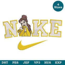 Belle Beauty and the Beast, Embroidery files, Nike Belle Embroidery File 4 sizes, Disney Embroidery Files -Digital File