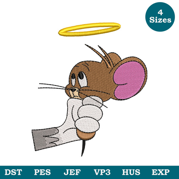 Angel Jerry Machine Embroidery Design File, Tom and Jerry Anime Embroidery, Jerry Mouse Embroidery Anime Embroidery Image 1.jpg