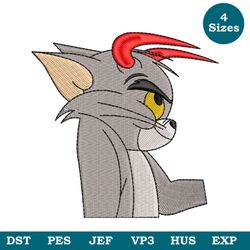 Evil Tom Cartoom Machine Embroidery Design FIle 4 Sizes, Tom And Jerry Cartoon Embroidery Pes Dst Jef - Instant Download