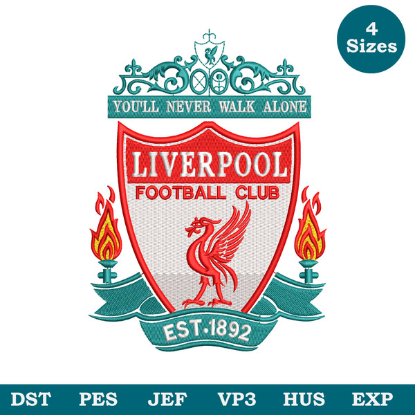 Liverpool FC Embroidery Designs, Liverpool FC logo Embroidery Files, Liverpool, Machine Embroidery Pattern Dst, Jef, Pes Image 1.jpg