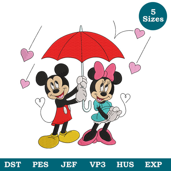 Disney Mickey Mouse Embroidery Design - Couple embroidery Design Mickey Mouse Embroidery File - 5 Sizes, Pes Dst, Jef Image 1.jpg