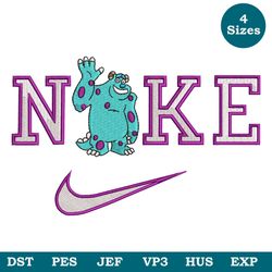 Nike Sullivan Embroidery Designs, Disney Halloween, Monster Inc University Embroidery, Sulley Machine Embroidery Nike