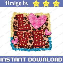Valentine PNG, Valentine Sublimation Design, Love PNG Sublimation Design, Love Heart Leopard Print PNG, Valentine's Day