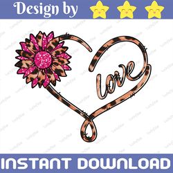 love heart png, love sunflower png, love hear leopard png, digital download,