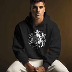 Men's Clothing Cotton hoodie "Forest" Black hoodie Gym wear Forest print Street clothing