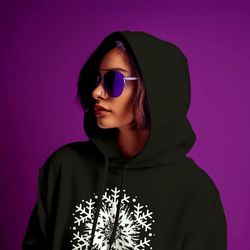 Women's Hoodie Print 'Forest' Black clothing Street wear Yoga clothes for women Warm hoodie