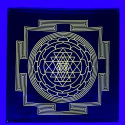 yantra art meditation tapestry blacklight decor wall art yoga tapestry sacred geometry uv backdrop