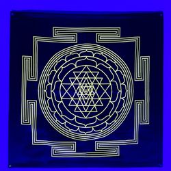 Yantra Art Meditation tapestry Blacklight decor Wall art Yoga tapestry Sacred Geometry UV backdrop