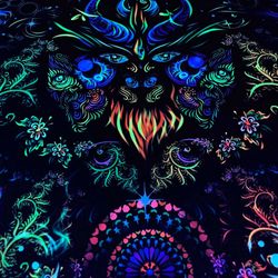 art "dark forest" trippy print psychedelic tapestry glow uv abstract print wall decor art forest tarot art home decor