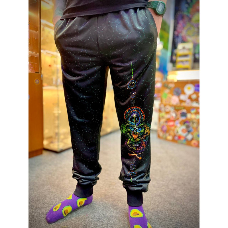 Trippy Pants Full Print UV Wear Dark Forest Psychedelic Festival Outfit Blacklight Clothing 1