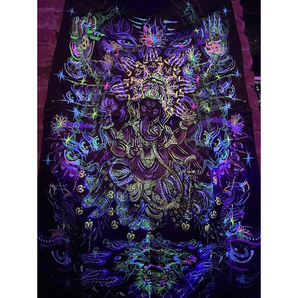 Festival Decor GANESHA Wall Decor Blacklight Tapestry Wall Hanging Art Uv Poster 1