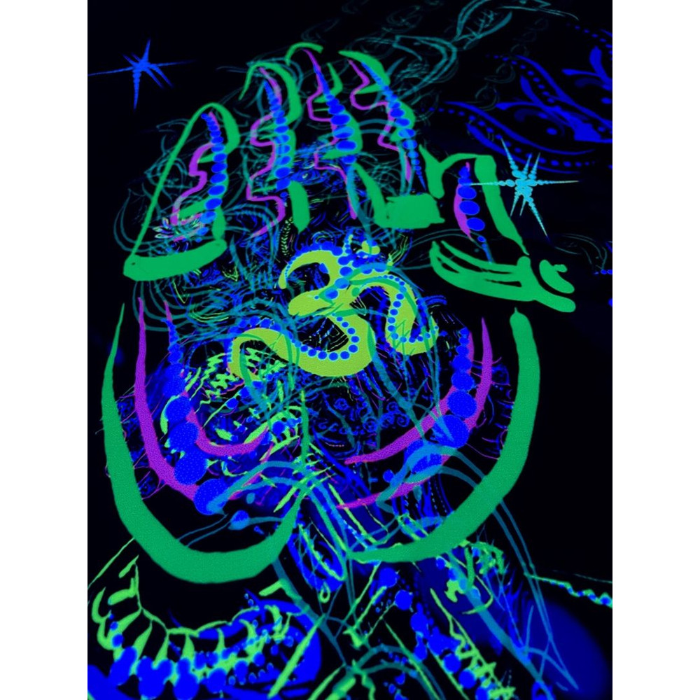 Festival Decor GANESHA Wall Decor Blacklight Tapestry Wall Hanging Art Uv Poster 3