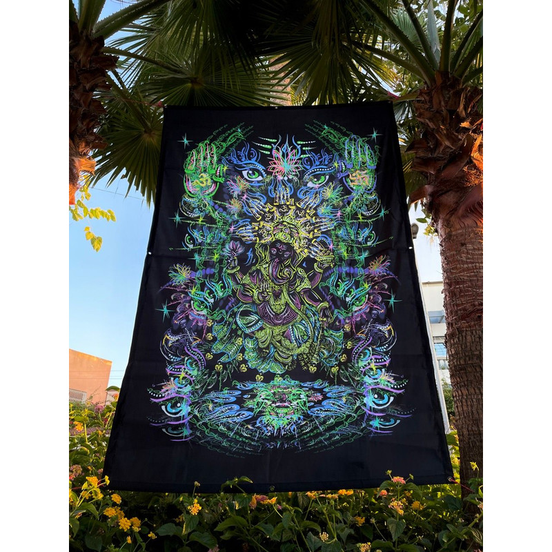 Festival Decor GANESHA Wall Decor Blacklight Tapestry Wall Hanging Art Uv Poster 7